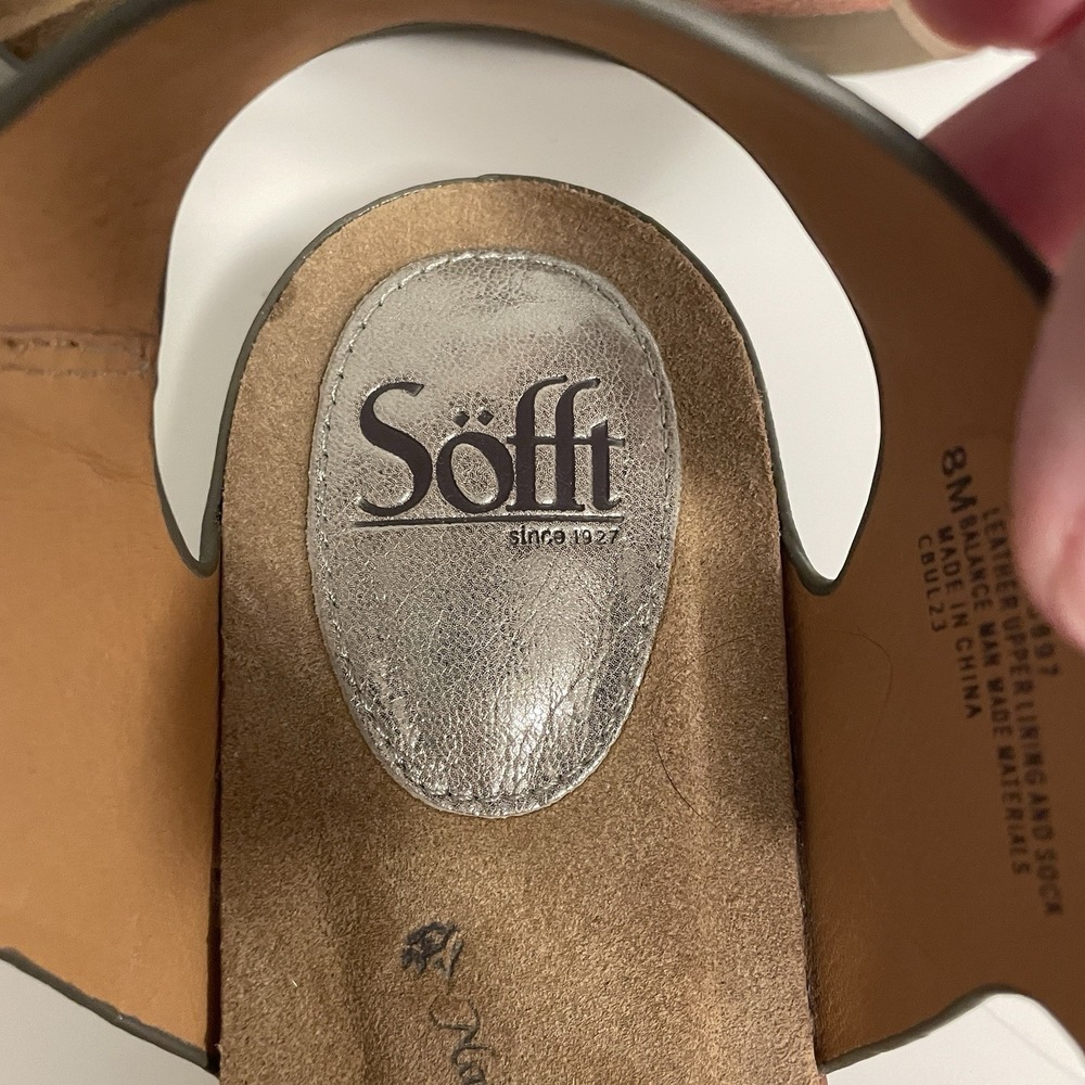 Sofft Bali Sandal Women's Size 8 M Metallic Silver Ankle Strap Comfy - Picture 5 of 7